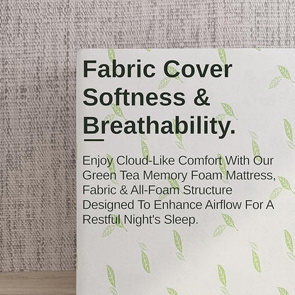 NapQueen Twin XL Size, 8 Inch Anula Green Tea Infused Memory Foam Mattress, Bed in a Box, CertiPUR-US Certified Mattress