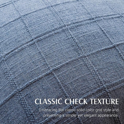 Foindtower Set of 2 Decorative Linen Check Throw Pillow Covers Neutral Long Body Lumbar Cushion Covers Farmhouse Vintage Home Decor for Sofa Chair Couch Bedroom Living Room Outdoor,14×36 Inch,Blue