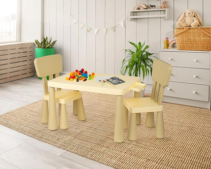 Kids Table and Chairs Set with Storage Drawer, Height-Adjustable Children's Desk for Toddlers, Sturdy Easy-Clean Surface, Safe Rounded Corners, Perfect for Playroom, Study, Arts & Crafts