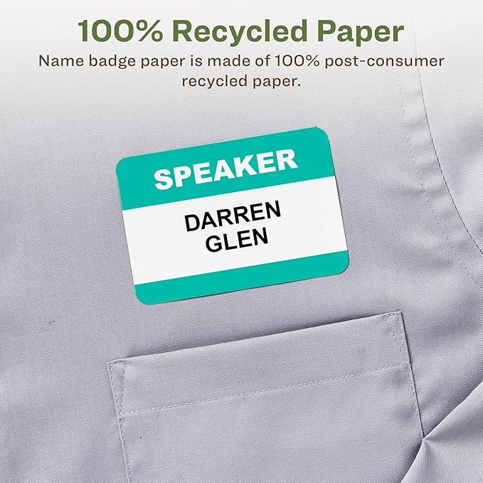 Avery EcoFriendly Recycled Name Tags, 2-1/3" x 3-3/8", White, Removable Adhesive, 160 Printable Name Badges (42395)