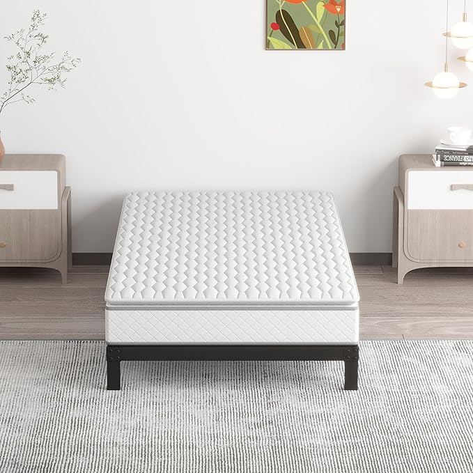 7 Inch Twin Bed Frames No Box Spring Need, Low Profile Metal Platform Twin Size Bed Frame, Heavy Duty Support Bedframes Twin, Easy Assembly