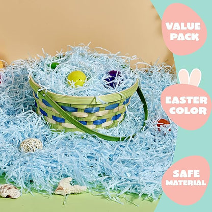 JOYIN 0.75 LB Easter Fake Grass Paper Shred Filler(12 Oz) for Basket Boxes Filling, DIY Gift Wrap Crinkle, Wedding Birthday Engagement Party Decoration, Easter Egg Hunt(Pink, Yellow, Sky Blue, Green)