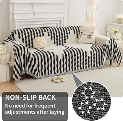 HAOMAIJIA Boho Sofa Covers Couch Covers for 3 Cushion Couch Sofa Pet Friendly Soft Thick Couch Cover for Dogs Washable Sectional Couch Covers L Shape Furniture Protector (Black, 91"x150")