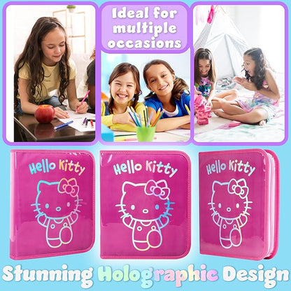 Hello Kitty Sanrio Pencil Case Kids Colored Pencils Markers Kawaii Kuromi Stationery Gifts for Kids (Pink Hello Kitty)