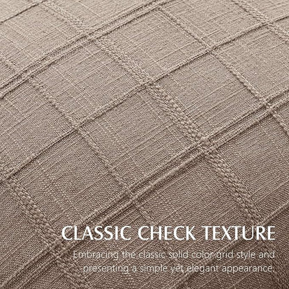 Foindtower Set of 2 Decorative Linen Check Throw Pillow Covers Neutral Long Body Lumbar Cushion Covers Farmhouse Vintage Boho Home Decor for Sofa Chair Couch Bedroom Living Room,14×36 Inch,Tan Taupe