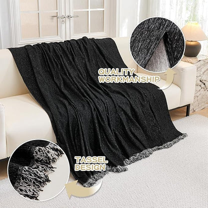 MYSKY HOME Sofa Cover - Non Slip Soft Couch Cover for Dogs, Washable Furniture Protector, 91"x134", Black
