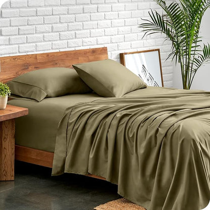 Bare Home Full XL Sheet Set - Luxury 1800 Ultra-Soft Microfiber Full Extra Long Bed Sheets - Double Brushed - Deep Pockets - Easy Fit - 4 Piece Set - Bedding Sheets & Pillowcases (Full XL, Olive)