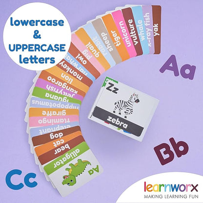 Alphabet Flash Cards for Toddlers | Award-Winning | 52 ABC Flashcards for Baby & Kids|ABC Cards Kindergarten | Large Upper and Lower Case | Large A-Z Learning Letter Animal Flashcard for Ages 1,2,3&4