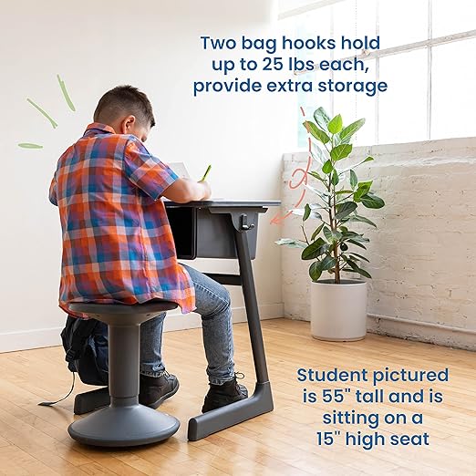 ECR4Kids Cave Open Front Desk with Plastic Book Box, Classroom Furniture, Maple/Black