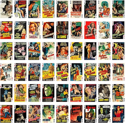 Film Noir Playing Cards (Poker Deck 54 Cards All Different) Vintage Movie Poster Action Detective