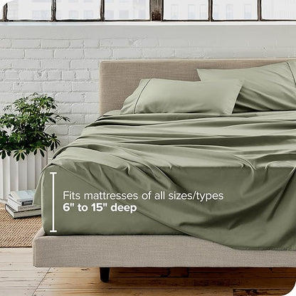 Bare Home Twin XL Sheet Set - 1800 Ultra-Soft Microfiber Twin Extra Long Bed Sheets - Double Brushed - Deep Pockets - Easy Fit - Extra Soft - 3 Piece Set - Bed Sheets & Pillowcases (Twin XL, Sage)