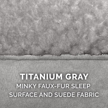 Furhaven Replacement Dog Bed Cover Minky Plush & Suede Pillow Top Mattress, Machine Washable - Titanium Gray, Medium