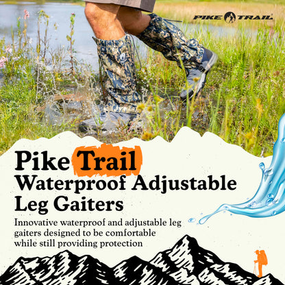Pike Trail Adjustable Leg Gaiters - Lightweight, Waterproof - Leg Guards for Men & Women - Hiking Essentials Ideal for Hunting, Trekking & Fishing - Black - 1 Pair