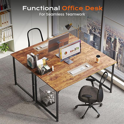 PRAISUN 40 X 24 Inch Computer Desk with Deeper Desktop, Gaming Office Writing Work Desk for Home Office, Study, Bedroom, Work from Home, Metal Frame, Rustic Brown