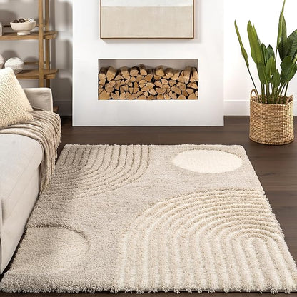 nuLOOM Gloria Abstract Shag Area Rug, 4x6, Light Brown