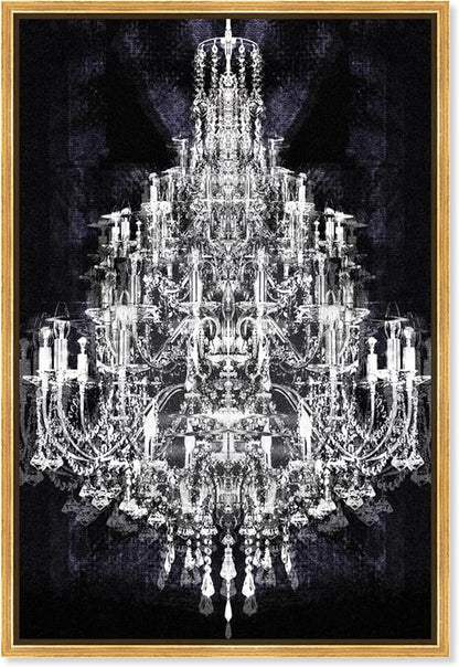 The Oliver Gal Artist Co. Fashion and Glam Framed Wall Art Canvas Prints 'Montecarlo Crystal' Chandeliers Home Décor, 10" x 15", White, Black