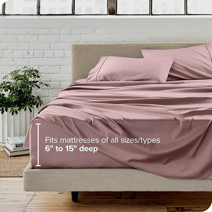 Bare Home King Sheet Set - Luxury 1800 Ultra-Soft Microfiber King Bed Sheets - Double Brushed - Deep Pockets - Easy Fit - 4 Piece Set - Bedding Sheets & Pillowcases (King, Mauve)