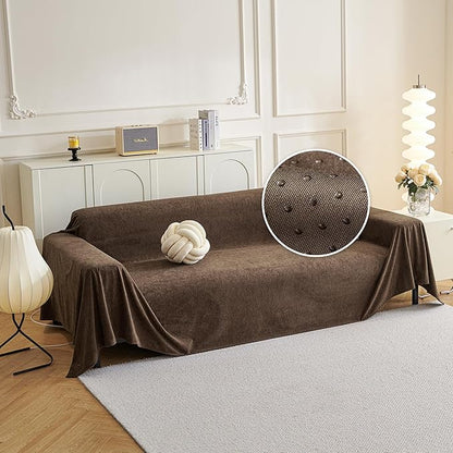 MYSKY HOME Sectional Couch, Covers Couch Cover 2 Cushion Sofa, Couch Covers for Sofa, Dog Couch Protector, L Shape Cover Sofa Slipcovers Washable Furniture Covers for Pets, 71" x 102", Brown