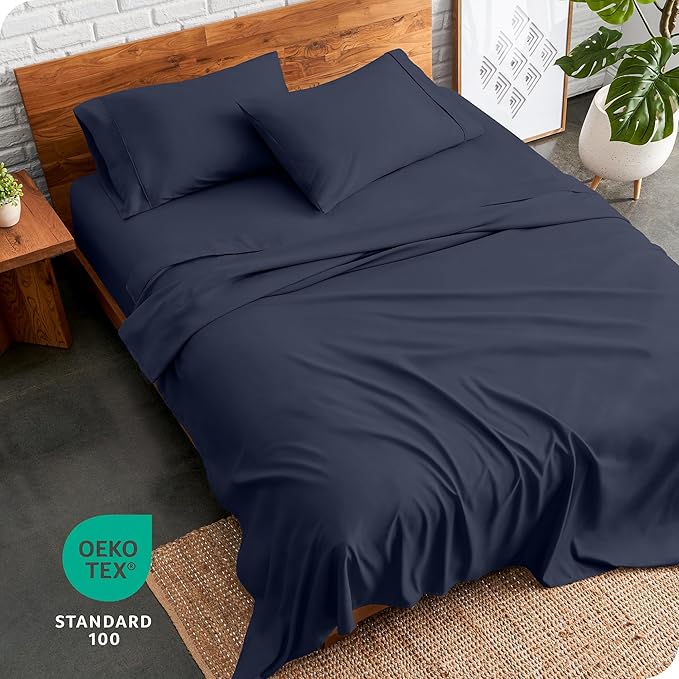 Bare Home Twin Sheet Set - 1800 Ultra-Soft Microfiber Twin Bed Sheets - Double Brushed - Deep Pockets - Easy Fit - Extra Soft - 3 Piece Set - Bedding Sheets & Pillowcases (Twin, Midnight Blue)