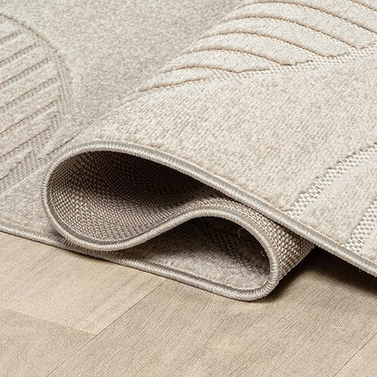 JONATHAN Y Nordby High-Low Arch Striped Ivory/Cream Indoor/Outdoor Area Rug, 12x15, Pet Friendly, Non-Shedding, Stain Resistant, Easy-Cleaning for Backyard, Patio (SCN104B-15)