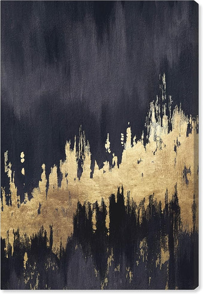 The Oliver Gal Artist Co. Modern 15 in x 10 in, Late Night Sky, Canvas Wall Art, Living Room, Black