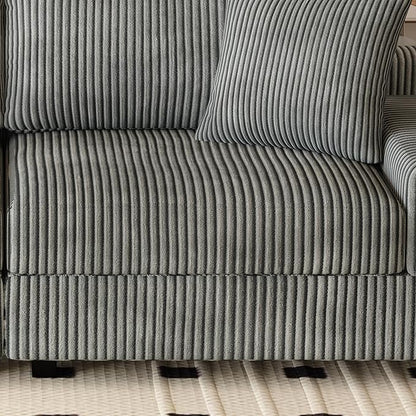 Eafurn Convertible L Shaped Modular Sectional Sofa Couch, 5 Seater Corduroy Upholstered Corner Sofa Lounge Couch with Extra Wide Reversible Chaise Lounge and Headrest for Living Room