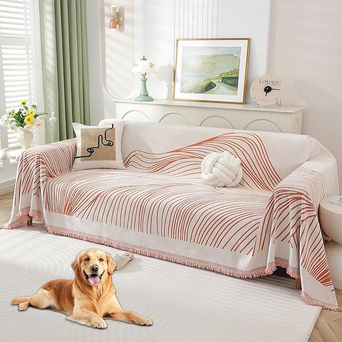Non Slip Sofa Covers Couch Covers for 3 Cushion Couch Sofa Pet Friendly Washable Couch Covers for Sofa, Soft Thick Sectional Couch Covers L Shape Furniture Protector for Kids, Dogs 91" X134"