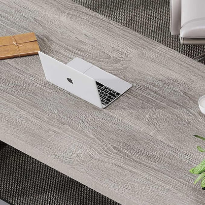 LVB Large Home Office Desk, Long Industrial Computer Desk, Metal Wood Writing Study Computer Table for Student, Big Modern Executive Simple Gaming Work Desk for Bedroom, Light Grey, 60 Inch