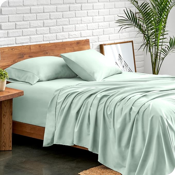 Bare Home Split Head Flex King Sheet Set - 1800 Ultra-Soft Microfiber Bed Sheets - Double Brushed - Deep Pockets - Easy Fit - 4 Piece Set - FlexTop Bedding Sheets (Split Head Flex King, Spring Mint)