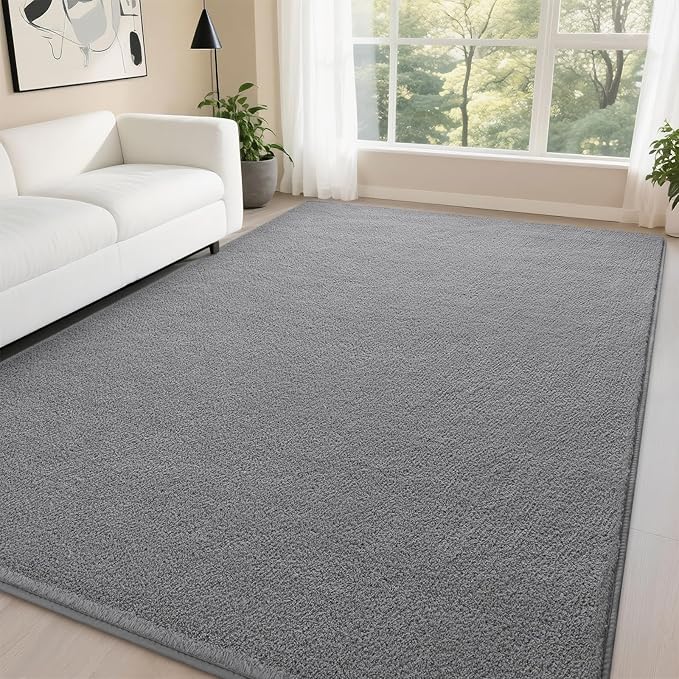 DweIke 6x9 Grey Area Rugs for Bedroom, Super Soft Living Room Rug, Thickened Memory-Foam Throw Carpet, Non-Slip and Washable Carpets for Kids Boys Girls Room Dorm Nursery Home Decor
