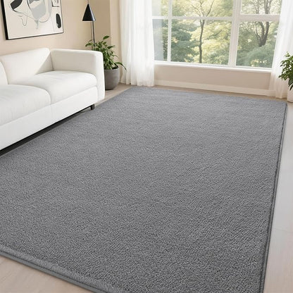 DweIke 6x9 Grey Area Rugs for Bedroom, Super Soft Living Room Rug, Thickened Memory-Foam Throw Carpet, Non-Slip and Washable Carpets for Kids Boys Girls Room Dorm Nursery Home Decor