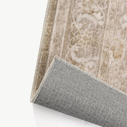 Brown 6x9 Area Rug Washable Vintage Living Room Carpet Bedroom Large Indoor Non Slip Soft Low Pile Thin Stain Resistant Distressed Accent Throw Rug for Dining Office Nursery