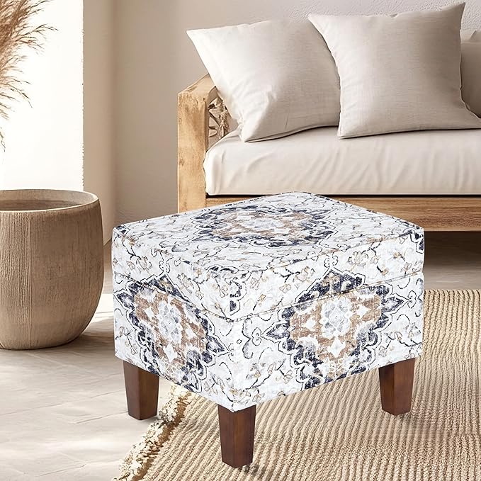 Home Decor | Dinah Collection Modern Storage Ottoman | Ottoman with Storage for Living Room & Bedroom(Antiqued Ebony Cream)