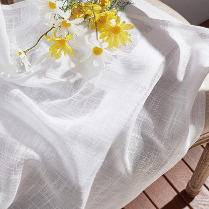 NICETOWN Living Room Window Curtain Semi Sheer Textured 108" Long, Grommet Casual Semitransparent Sheer Privacy with Light Window Treatments for Sliding Door, 70" Wide, 1 PC, White