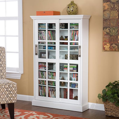 Furniture HotSpot Sliding Door Media Cabinet - White