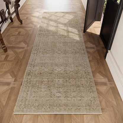 Washable Kitchen Rug Runners for hallways: 2'x 6' Non Slip Runner Rugs with Rubber Backed Stain Resistant Boho Floor Rug Soft Carpet Runner for Indoor Entryway Bedroom Bedside Laundry Room