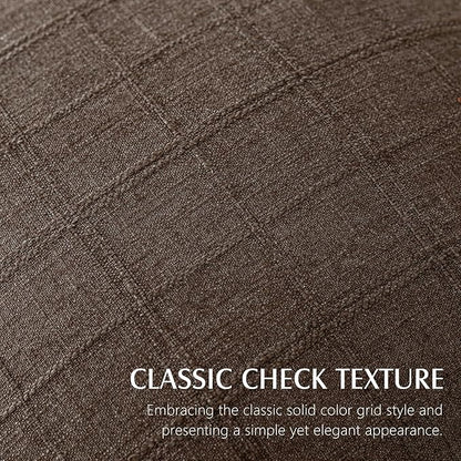 Foindtower Set of 2 Decorative Linen Check Throw Pillow Covers Neutral Farmhouse Vintage Cushion Covers Modern Boho Home Decor for Sofa Chair Couch Bedroom Living Room Outdoor,18×18 Inch,Dark Brown
