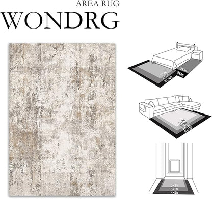 3x10 Washable Runner Rug Brown Grey Neutral Abstract Hallway Kitchen Living Room Bedroom Non Slip Throw Rug Soft Low Pile Indoor Carpet for Entrance Laundry Bathroom