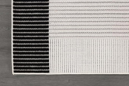 Modern Micro Loop Indoor Area Rugs for Living Room Bedroom Kitchen Geometric Striped Black-White 4x6 Luxury Durable Low and High Pile Non-Shedding Stain Resistant Soft Area Carpet 4 x 6