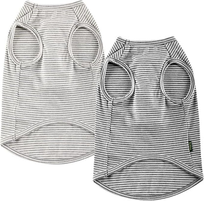 Dog Shirt,Combed Cotton T-Shirts,Soft Cool Boy Girl Tee for Large Dogs Bulldog,Grey Striped XL