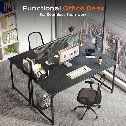 PRAISUN 47 X 24 Inch Computer Desk with Deeper Desktop, Gaming Office Writing Work Desk for Home Office, Study, Bedroom, Work from Home, Metal Frame, Black