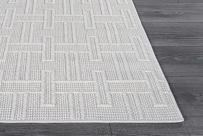 Micro Loop Indoor Rug White 9x12 Boho Geometric Neutral Area Rugs for Living Room Soft Luxury Modern Low and High Pile Durable Stain Resistant Non-Shedding Indoor Area Carpet 9 x 12
