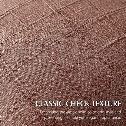 Foindtower Set of 2 Decorative Linen Check Throw Pillow Covers Neutral Farmhouse Vintage Cushion Covers Modern Boho Home Decor for Sofa Chair Couch Bedroom Living Room Outdoor,24×24 Inch,Autumnal Red