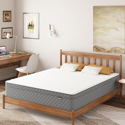 Full Mattress, 12 Inch Full Size Mattress with Cooling-Gel Memory Foam &Pocket Spring Hybrid, CertiPUR-US Certified, Medium Firm