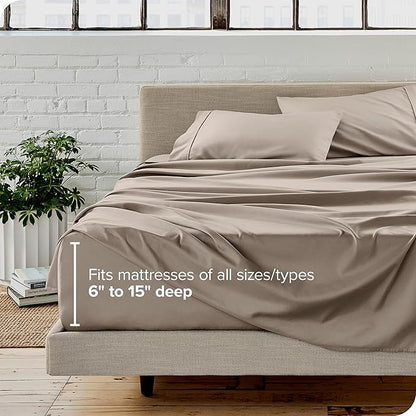 Bare Home King Sheet Set - Luxury 1800 Ultra-Soft Microfiber Queen Bed Sheets - Double Brushed - Deep Pockets - Easy Fit - 4 Piece Set - Bedding Sheets & Pillowcases (King, Khaki)