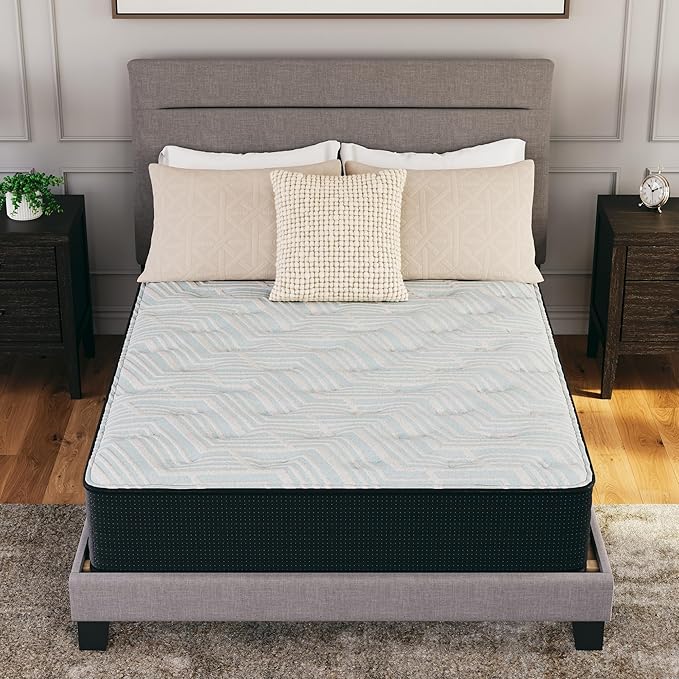 Signature Design by Ashley Twin Size Comfort Plus 10 Inch Hybrid Mattress with Lumbar Support Gel Memory Foam, Fiberglass Free, Mattress In A Box
