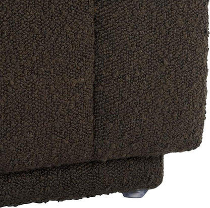 SAFAVIEH Home Collection Joseph Brown Boucle Channel Tufted Square Ottoman Seat Foot Rest (Fully Assembled)