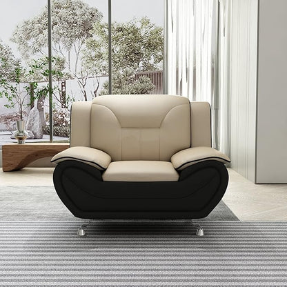 Container Furniture Direct Michael Modern Faux Leather Upholstered Stainless Steel Legs Living Room, Chair, Loveseat, Sofa, Persian Red