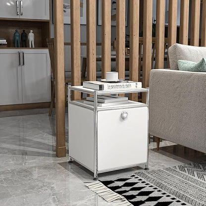 Matte Storage Cart with Flap Door, Large Capacity Storage Cart with Detachable Wheels, DIY Modern Home Furnishing, Great for Home, Office, Bedroom, Kitchen (White)