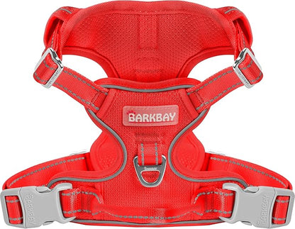 BARKBAY Dog Harness No Pull Mesh for Small Dogs - Adjustable, Reflective, Comfortable, No Choke, Heavy-Duty - Perfect for Outdoor Training, Walking, and Hiking - Strong & Durable - S & Red Mesh